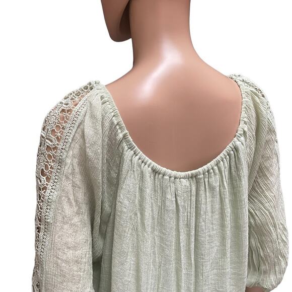 Indigo Rose Peasant Midi Dress Womens XL Mint Green Laced Boho Classy Comfy - Picture 7 of 13